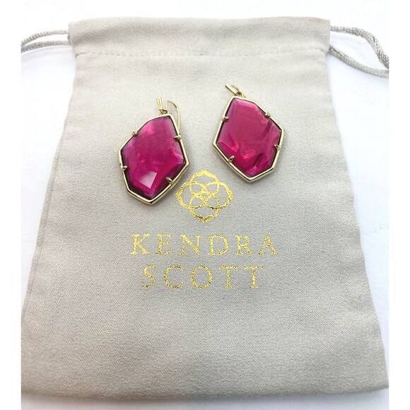 Kendra Scott Gold Dunn Drop Berry Illusion Earrings Red - Picture 12 of 13